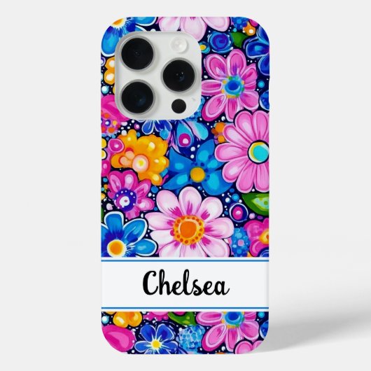 レトロ グルーヴィー フラワー パーソナライズ Case-Mate iPhoneケース (裏面)