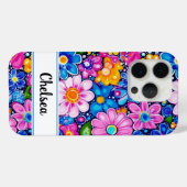 レトロ グルーヴィー フラワー パーソナライズ Case-Mate iPhoneケース (裏面 (横))