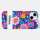 レトロ グルーヴィー フラワー パーソナライズ Case-Mate iPhoneケース (裏面 (横))