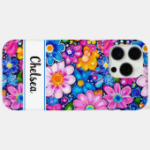 レトロ グルーヴィー フラワー パーソナライズ Case-Mate iPhoneケース (裏面 (横))