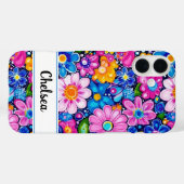 レトロ グルーヴィー フラワー パーソナライズ Case-Mate iPhoneケース (裏面 (横))