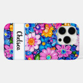 レトロ グルーヴィー フラワー パーソナライズ Case-Mate iPhoneケース (裏面 (横))