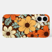 レトロ グルーヴィー フラワー 花柄 ブラウン イエロー オレンジ Case-Mate iPhoneケース (裏面 (横))