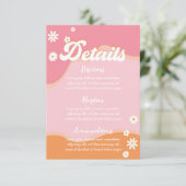 レトロ グルーヴィー ブライダル シャワー、70年代 ヒッピーの雰囲気 ダイシー エンクロージャーカード (スタンド正面)