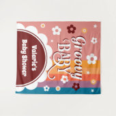 レトロ グルーヴィー ベイビー シャワー タペストリー (正面(横))