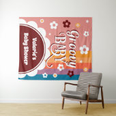 レトロ グルーヴィー ベイビー シャワー タペストリー (インサイチュ(横))