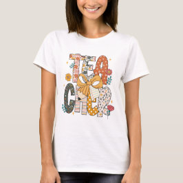 レトロ グルーヴィー ボヘミアンフラワー ティーチャー Tシャツ