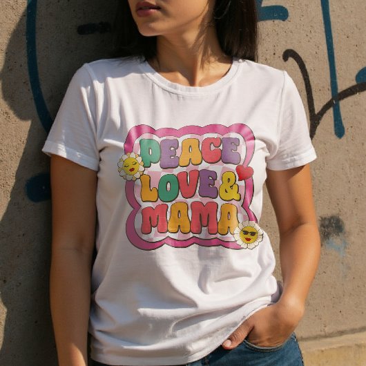 レトロ グルーヴィー ママ 引用 タイポグラフィー 母の日 Tシャツ