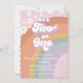 レトロ グルーヴィー レインボー 2人で1つ 招待状 (正面)