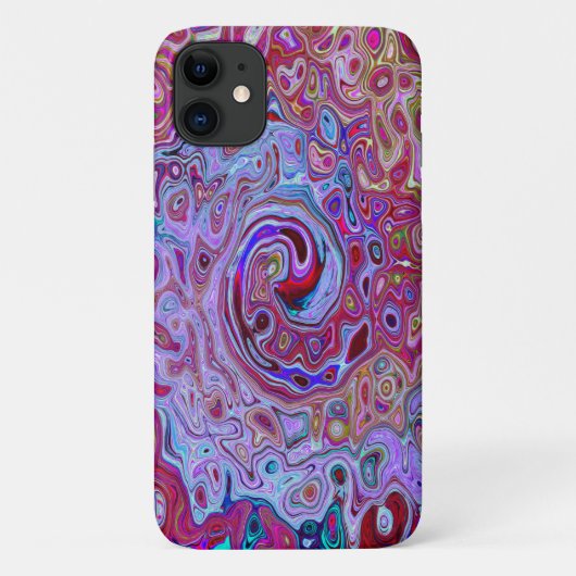 レトロ グルーヴィー 抽象 ラベンダーとマゼンタの渦巻き Case-Mate iPhoneケース (裏面)