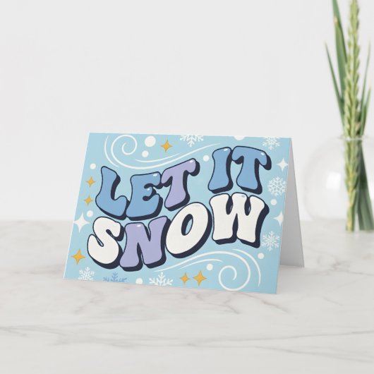 レトロ グルーヴィー 雪降れ メリークリスマス シーズンカード (正面)