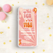 レトロ グルーヴィー 10歳の誕生日パーティー招待状テンプレート 招待状