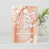 レトロ グルーヴィー 10歳の誕生日招待状 招待状 (スタンド正面)