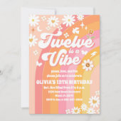 レトロ グルーヴィー 12歳 誕生日招待状 招待状 (正面)