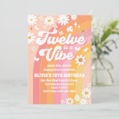 レトロ グルーヴィー 12歳 誕生日招待状 招待状 (スタンド正面)