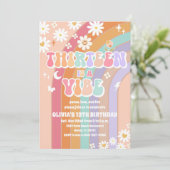レトロ グルーヴィー 13歳の誕生日招待状 招待状 (スタンド正面)
