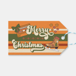 レトロ グルーヴィー 1970年代 メリークリスマス ギフトタグ