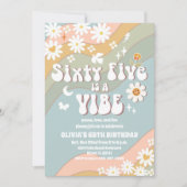 レトロ グルーヴィー 65歳の誕生日招待状 招待状 (正面)