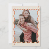 レトロ グルーヴィー 70年代 アイボリー オレンジ フォト ディスコ ウェディング 招待状 (裏面)