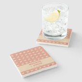 レトロ グルーヴィー 70年代 パターン ボヘミアンテラコッタ ウェディング ストーンコースター (横)