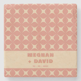 レトロ グルーヴィー 70年代 パターン ボヘミアンテラコッタ ウェディング ストーンコースター