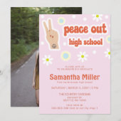 レトロ グルーヴィー 70年代 80年代 ヒッピーの可愛い写真 卒業 招待状 (正面/裏面)