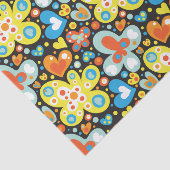 レトロ グルーヴィ カラフル バタフライ ハート パターン 薄葉紙 (詳細)