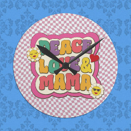 レトロ グルーヴィ ママ 引用 タイポグラフィ 母の日 ラウンド壁時計