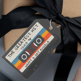 レトロ・グレイテスト・ヒット・カセット・バースデー・パーティー ギフトタグ
