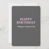 レトロ グレー 花柄 ハッピー21歳の誕生日カード (裏面)