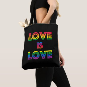 レトロ ゲイ プライド LGBT ブラック Love Is Love トートバッグ