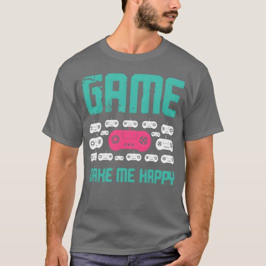 レトロ ゲームは私を幸せにしてくれる Tシャツ (正面)