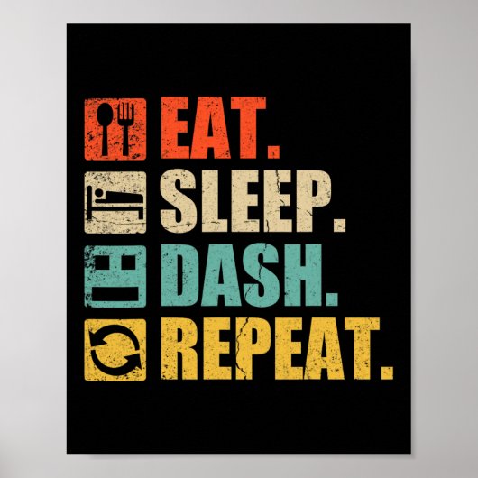 レトロ ゲーム Eat Sleep Dash Repeat ビデオゲーム ポスター (正面)