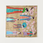 レトロ・コスチュメジャパ中国のニーズの東洋女子 タペストリー (正面(横))