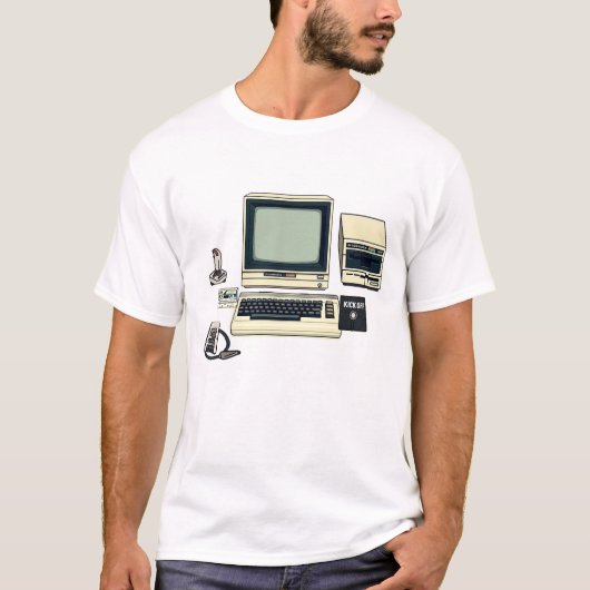 レトロ コモドール64 コンピュータ (伝説) Tシャツ (正面)