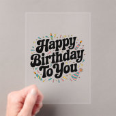 レトロ コンフェティ 誕生日 アクリル招待状 (インサイチュ (ポータブル))