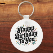 レトロ コンフェティ 誕生日 キーホルダー (正面)