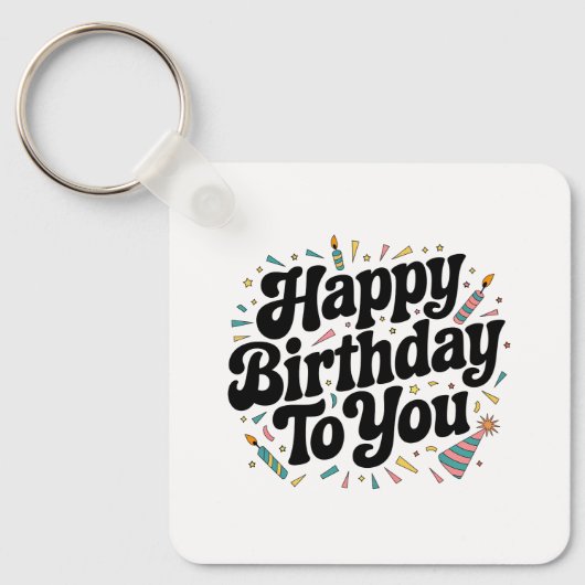 レトロ コンフェティ 誕生日 キーホルダー (正面)