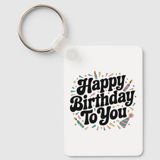 レトロ コンフェティ 誕生日 キーホルダー (正面)