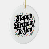レトロ コンフェティ 誕生日 セラミックオーナメント (右)