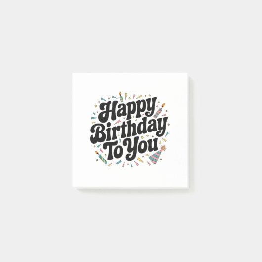レトロ コンフェティ 誕生日 ポストイット (正面)
