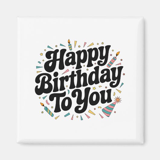 レトロ コンフェティ 誕生日 マグネット (正面)