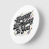 レトロ コンフェティ 誕生日 ラウンド壁時計 (傾斜)