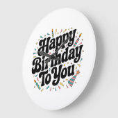 レトロ コンフェティ 誕生日 ラージ壁時計 (傾斜)