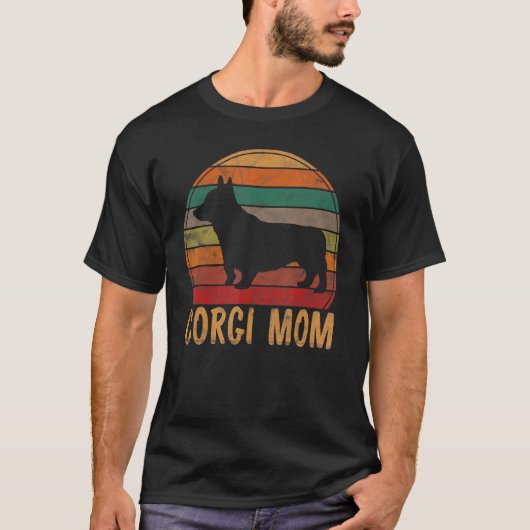 レトロ コーギー ママ 犬 お母さん ペット ウェルシュコーギー 母 Tシャツ (正面)