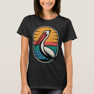 レトロ コーストペリカン 日没 Tシャツ