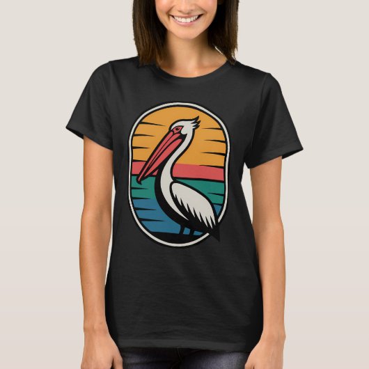 レトロ コーストペリカン 日没 Tシャツ (正面)
