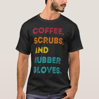 レトロ コーヒー スクラブ ゴム手袋 看護師 医師 医療 Tシャツ