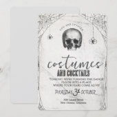 レトロ ゴシック スカル ダンス ハロウィン パーティー 招待状 (正面/裏面)