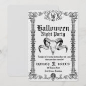 レトロ ゴシック スカル ダンス ハロウィン パーティー 招待状 (正面/裏面)